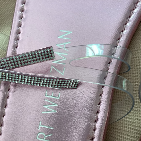 NWOT Stuart Weitzman New/Unworn Lucite and Rhinestone Bow Flat Sandals. - Picture 4 of 4